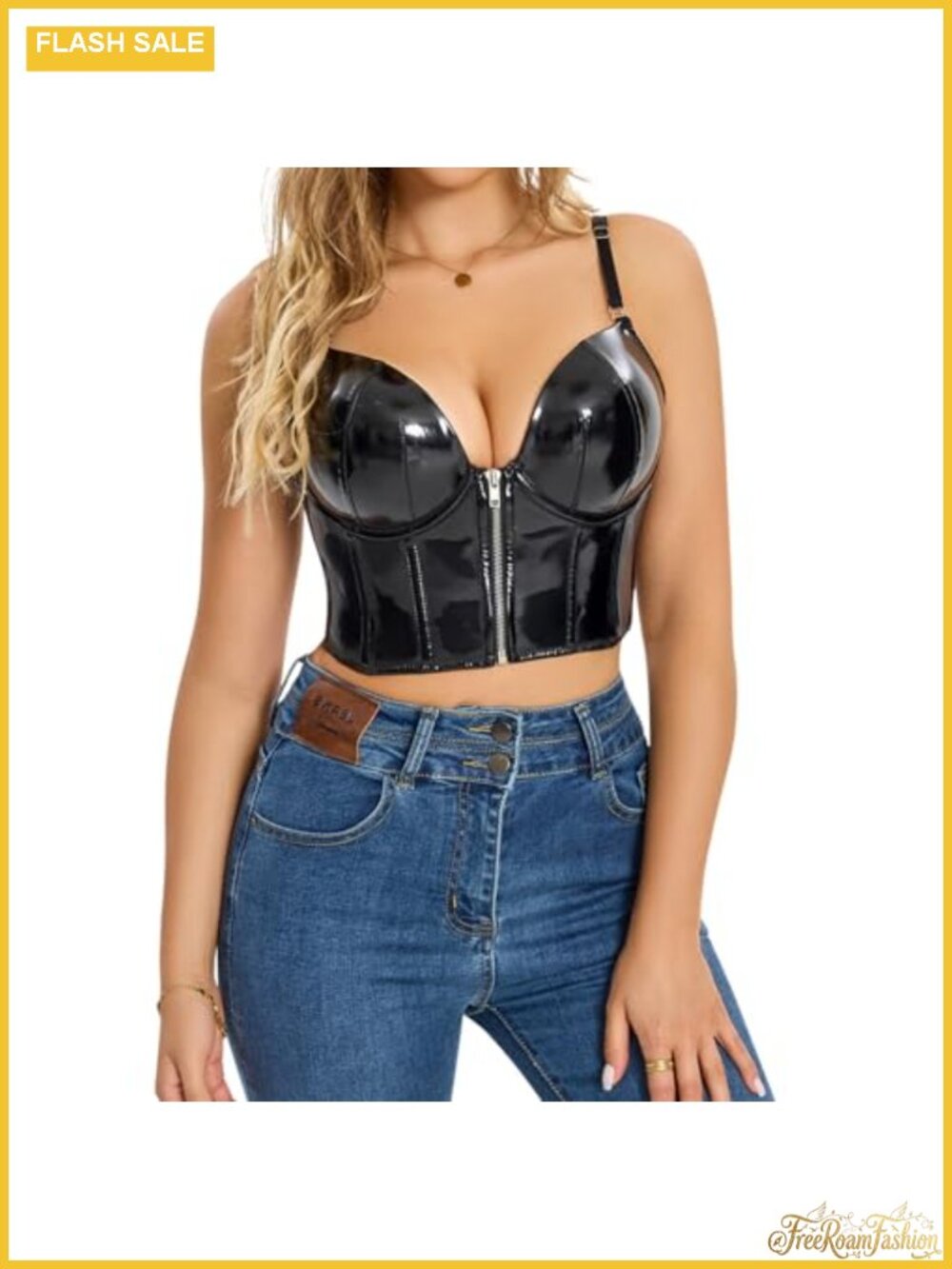 Punk Gothic PU Leather Push Up Corset Bustier Crop Top Lace